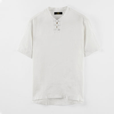 Blusa Lino Cuello Mao Manga Corta Estilo Asiático - Image 6