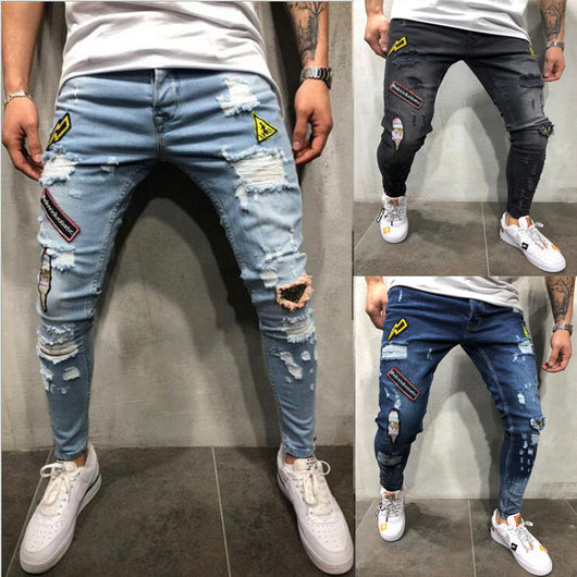 Jeans Azules Rotos con Logo