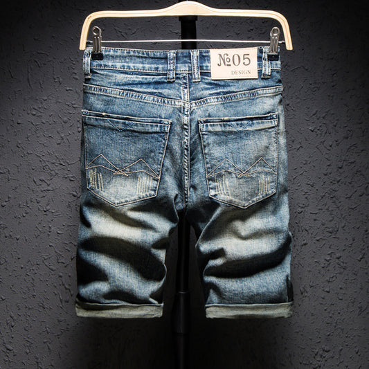 Pantalones Cortos Denim Rotos Hombre Estilo Coreano Cintura Recta - Image 2