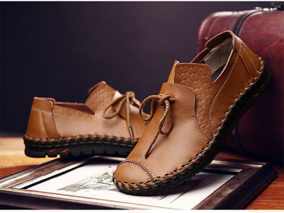 Mocasines Casuales de Cuero Genuino Estilo Británico para Hombre - Tallas Grandes 38-49