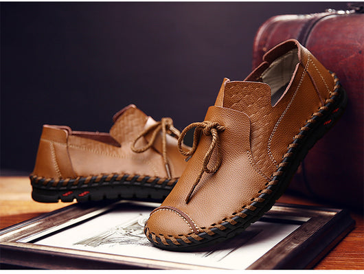 Mocasines Casuales de Cuero Genuino Estilo Británico para Hombre - Tallas Grandes 38-49