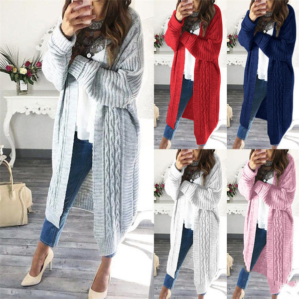 Cardigan Tejido de Largo Medio con Detalle Trenzado