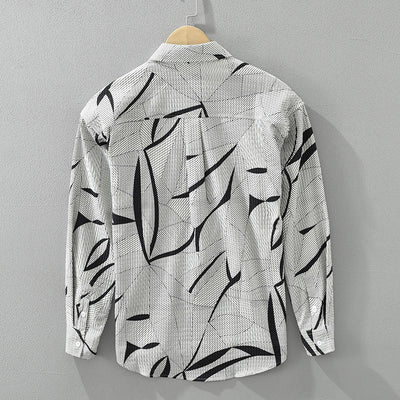 Camisa Estampada de Manga Larga Tendencia Japonesa para Hombre - Image 2