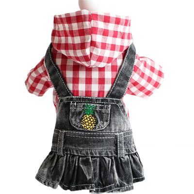 Falda Denim a Cuadros con Bordado de Cachorro Teddy para Primavera y Otoño - Image 16