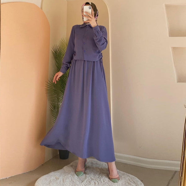 Vestido Camisa Árabe Elegante Manga Larga