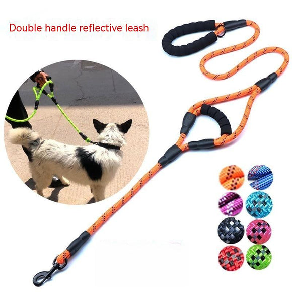 Cuerda Reflectante Tejida de Nylon con Doble Manija para Perros