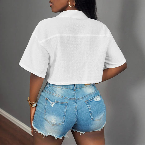 Camiseta Casual para Mujer con Bolsillos - Colores Sólidos