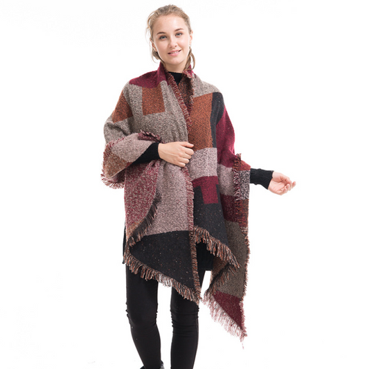 Bufanda de Cachemira Cuadros Mujer - Chal Grueso Cálido Otoño Invierno - Image 9