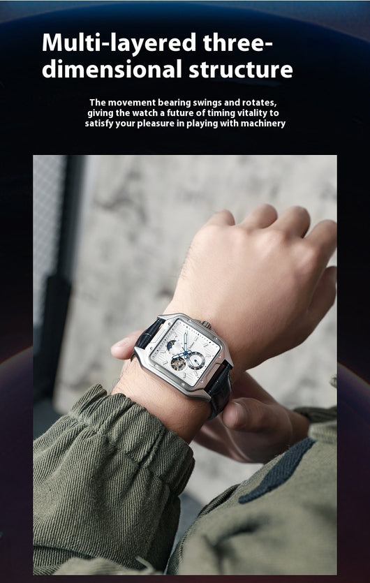 Reloj Mecánico Automático Cuadrado Impermeable con Diseño Calado para Hombre - Image 29