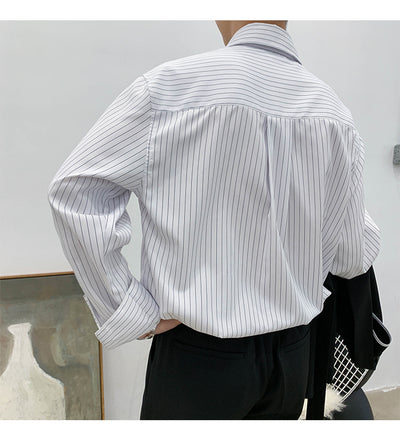 Camisa Casual Ejecutiva con Solapa Asimétrica y Rayas - Image 8