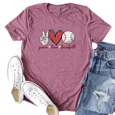 Playera Mujer Manga Corta Peace Love Alfabeto Béisbol - Image 5