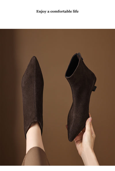Botas Tobilleras de Gamuza Ante con Punta Fina para Mujer - Image 21
