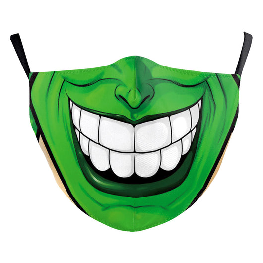 Red textured Halloween face mask with a grotesque skin design, prominent nose, and open mouth, featuring black ear loops. - Image 32