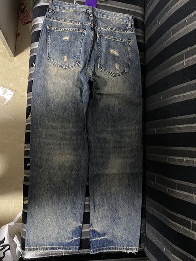 Pantalones Vaqueros Anchos Rotos con Detalles de Agujeros y Parches Personalizados para Hombre - Image 14