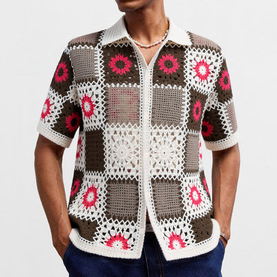 Suéter Tejido Hueco Estilo Étnico Retro