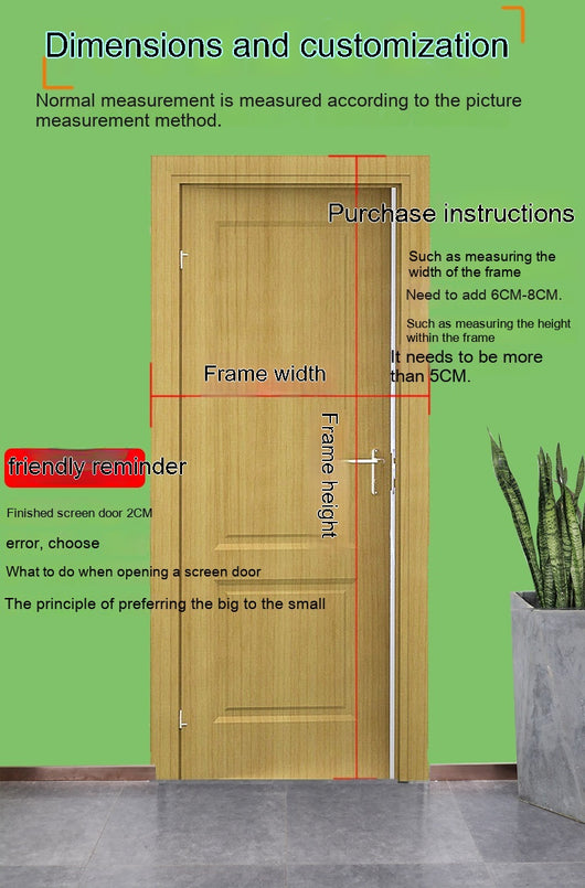 Black fiberglass mosquito-proof screen door mesh with magnetic closure, shown installed in a doorway and with close-ups of its features. - Image 12