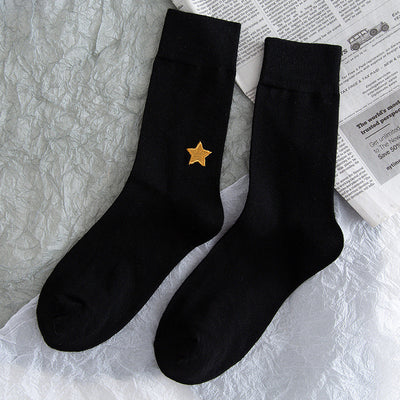 Calcetines JK Estilo Coreano Estrellas y Luna - Calcetines Altos de Color Puro - Image 16