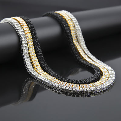 Collar de Doble Fila con Diamantes Estilo Hip Hop - Image 3