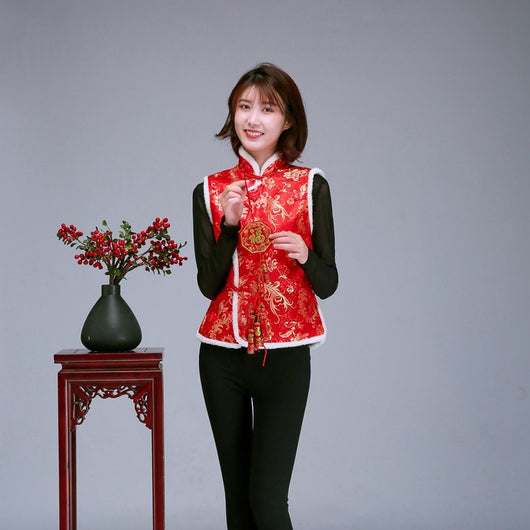 Chaleco Tang Suit para Mujer - Chaleco de Algodón Invierno Estilo Chino - Image 10