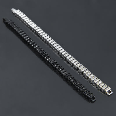 Pulsera de 2 Filas con Brillantes Estilo Hip Hop para Hombre - Image 3