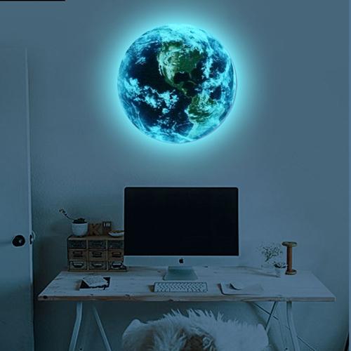 Sticker Mural 3D: Planeta Tierra que Brilla en la Oscuridad