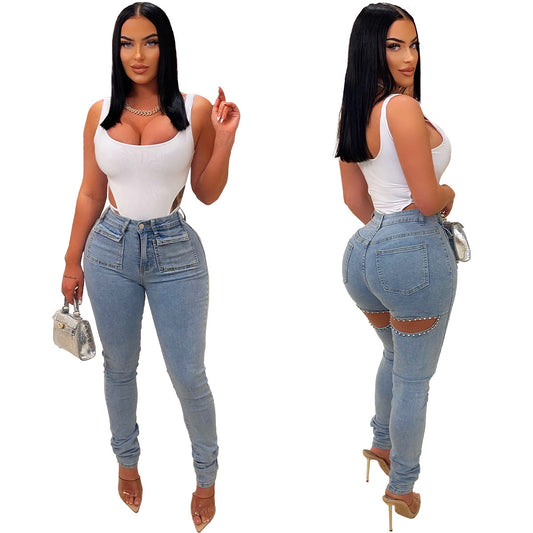 Jeans Skinny Ajustados Rotos para Mujer - Estilo Casual - Image 2