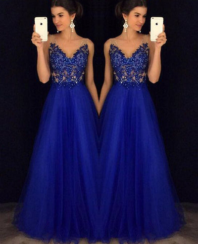 Vestido Largo Elegante Espalda Descubierta con Cuentas Azul Gasa - Image 5