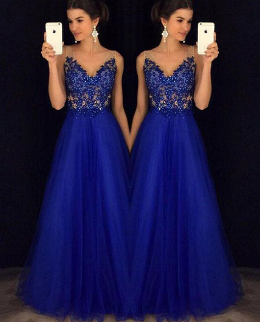 Vestido Largo Elegante Espalda Descubierta con Cuentas Azul Gasa - Image 5