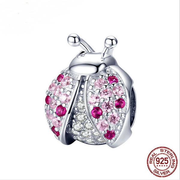 Dijes de Mariquita de Plata Esterlina 925 con Siete Cristales