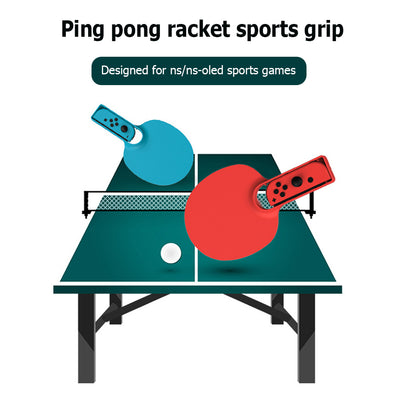 Blue and red table tennis racket grips for Nintendo Switch Joy-Con controllers, with a white ping pong ball. - Image 5