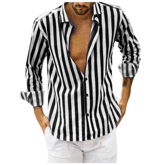 Camisa de Manga Larga a Rayas para Hombre - Image 8