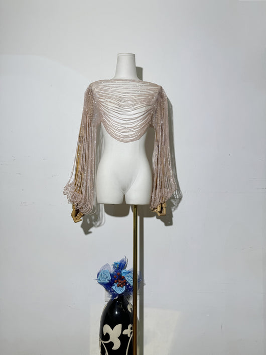 Blusa Larga con Mangas y Detalles de Diamantes - Image 7