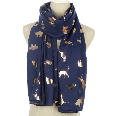 Pañuelo de Poliéster Estampado con Felino Dorado - Image 14