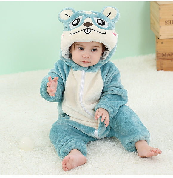 Pijama Enterizo de Franela con Diseño de Animales para Bebé