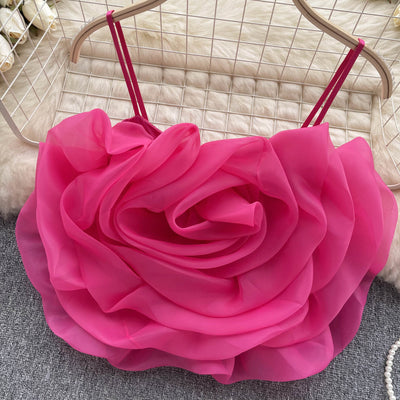 Blusa Vacacional para Mujer con Flores Tridimensionales en Organza - Image 14