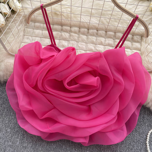 Blusa Vacacional para Mujer con Flores Tridimensionales en Organza - Image 14