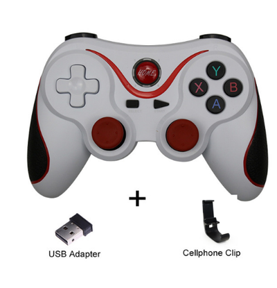 White and red wireless Bluetooth game controller with a black cellphone clip for Android mobile gaming. - Image 16