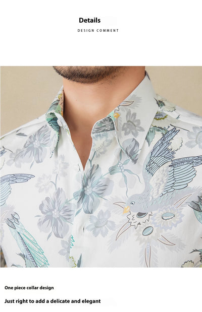 Camisa de Algodón Estampada Manga Larga para Hombre - Image 13