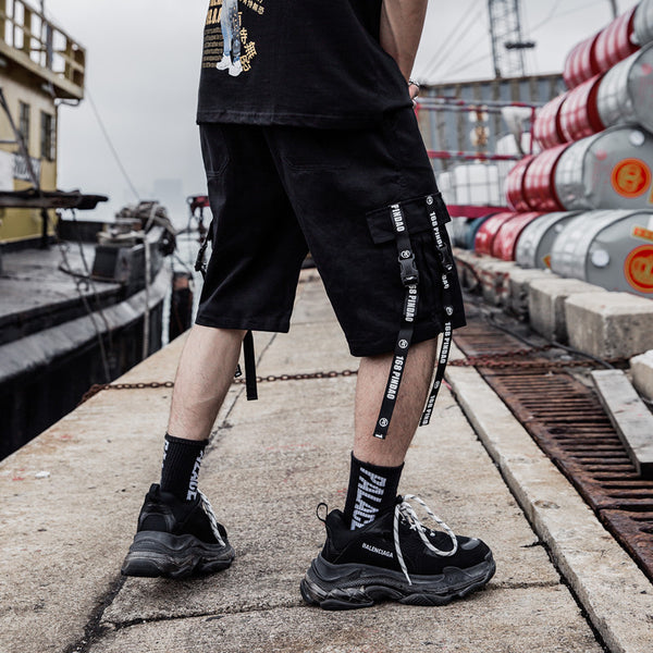 Shorts Deportivos Retro Japonés Estilo Tooling Colores Sólidos