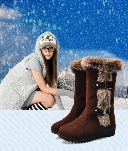 Botas de Invierno Caña Media con Pelaje Sintético - Comodidad Cálida para Mujer - Image 4