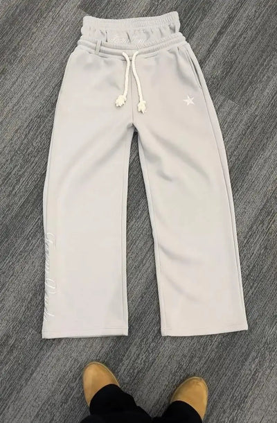 Pantalón Deportivo Ancho con Bordado de Estrella y Cintura Doble para Parejas - Image 12