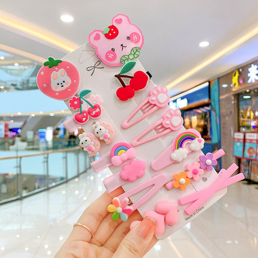 Set de 14 Accesorios para el Cabello Infantil - Horquillas Arcoíris, Mariposas y Frutas - Image 9