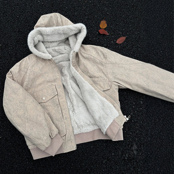 Chaqueta Acolchada de Algodón con Textura Mármol - Estilo Retro para Invierno