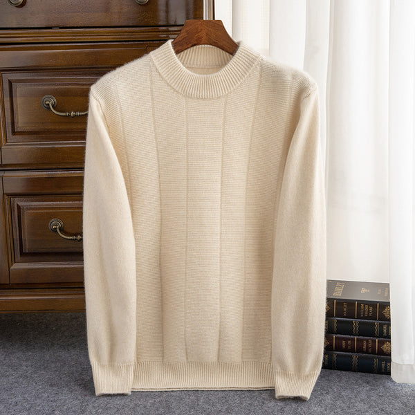 Suéter de Cachemira para Hombre Invierno - Cuello Redondo Rayas Doble Grosor - Image 6