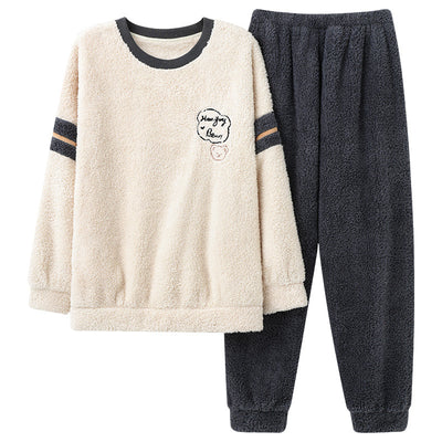 Pijama Térmico de Terciopelo Coral para Hombre - Cuello Redondo Franela Invierno - Image 7