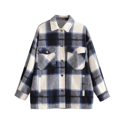 Chaqueta Camisa Cuadros para Mujer - Casual y Versátil - Image 7