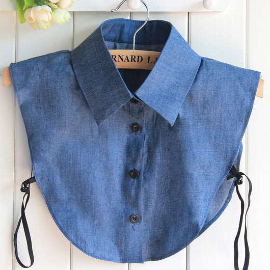 Cuello Falso Denim Retro Estilo Coreano - Blusa Versátil Otoño Invierno - Image 3