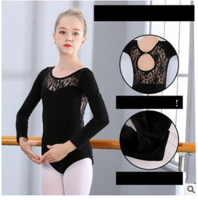 Vestido de Danza Manga Larga en Algodón Negro para Niñas