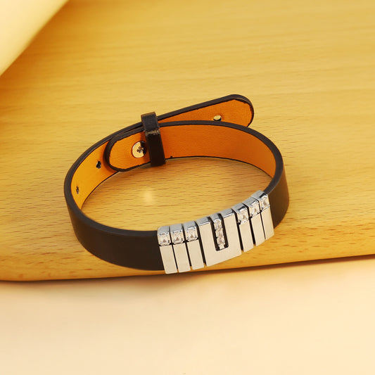 Pulsera de Cuero Vintage para Hombre con Lettering Punk