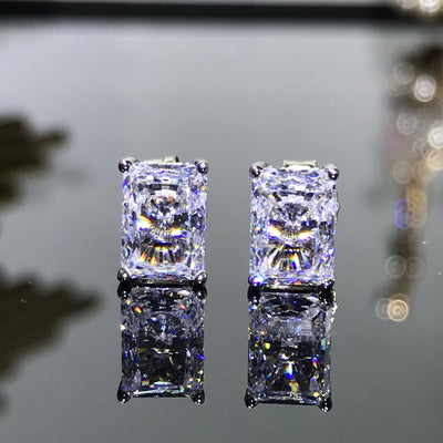Aretes de Plata 925 con Diamante Rectangular de Alto Carbono - Image 4